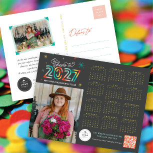 Cartes Pour Fêtes Annuelles Étoiles colorées de vœux 2027 Calendrier Photo de