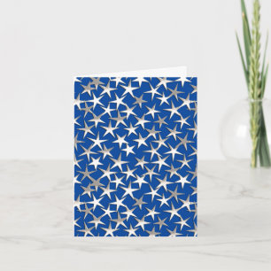 Cartes Pour Fêtes Annuelles Étoiles d'argent sur bleu cobalt