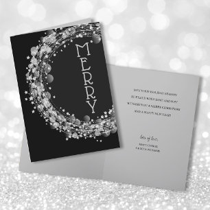 Cartes Pour Fêtes Annuelles Étoiles d'argent sur Noir Joyeux Noël