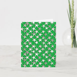 Cartes Pour Fêtes Annuelles étoiles d'argent sur vert émeraude