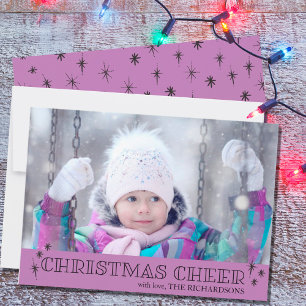 Cartes Pour Fêtes Annuelles Étoiles de Joie de Noël Photo Lavande