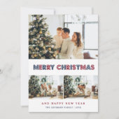 Cartes Pour Fêtes Annuelles Étoiles de neige bleu moderne Collage photo (Devant)