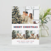 Cartes Pour Fêtes Annuelles Étoiles de neige bleu moderne Collage photo (Debout devant)