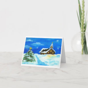 Cartes Pour Fêtes Annuelles Étoiles de neige d'art de paysage d'arbre de Noël