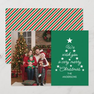 Cartes Pour Fêtes Annuelles Étoiles de photo de famille de typographie d'arbre