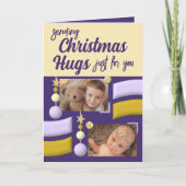 Cartes Pour Fêtes Annuelles Étoiles et baubles noël embrasse or et violet (Devant)