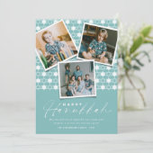 Cartes Pour Fêtes Annuelles Étoiles Géométriques De David Sky Blue Hanoukka 3  (Debout devant)