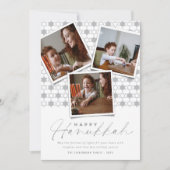 Cartes Pour Fêtes Annuelles Étoiles Géométriques En Argent De David Hanoukka 3 (Devant)