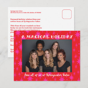 Cartes Pour Fêtes Annuelles Étoiles joyeuses rose rouge Noël Affaires personna