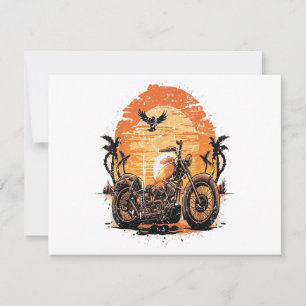 Cartes Pour Fêtes Annuelles Étonnant Retro Vintage Moto Classic Sunset C