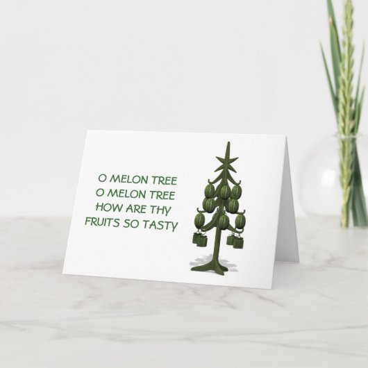 Cartes Pour Fêtes Annuelles Etrange pastèque Arbre de Noël (Devant)