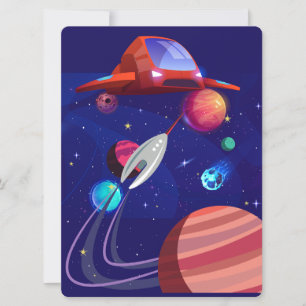 CARTES POUR FÊTES ANNUELLES ÉTRANGER, UNIVERS, FUSÉE, PLANÈTE ET ASTRONAUTES