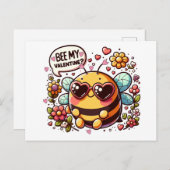 Cartes Pour Fêtes Annuelles Être ma Saint-Valentin ? - Charmante abeille pour (Devant / Derrière)