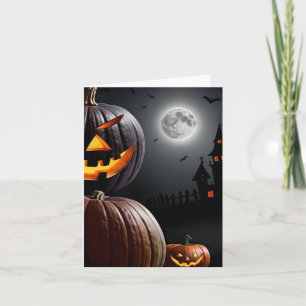 Cartes Pour Fêtes Annuelles Étude de citrouille et de château d'Halloween