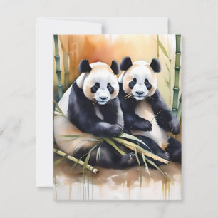 Cartes Pour Fêtes Annuelles Étude de l'ours de panda A - Aquarelles