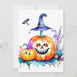 Cartes Pour Fêtes Annuelles Étude d'Halloween en aquarelles et stylo
