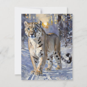 Cartes Pour Fêtes Annuelles Étude sur le léopard des neiges E