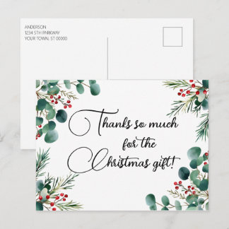 Cartes Pour Fêtes Annuelles Eucalyptus de Noël Baies de Pin Merci