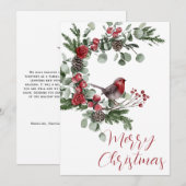 Cartes Pour Fêtes Annuelles Eucalyptus Joyeux oiseau de Noël (Devant / Derrière)