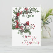 Cartes Pour Fêtes Annuelles Eucalyptus Joyeux oiseau de Noël (Debout devant)