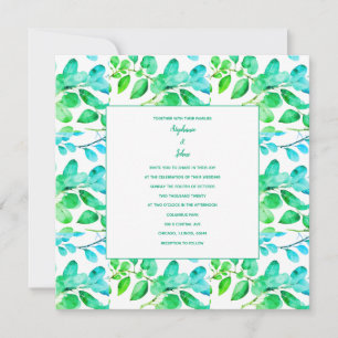 Cartes Pour Fêtes Annuelles Eucalyptus Leaf Art Green Turquoise Dusty Blue Mar