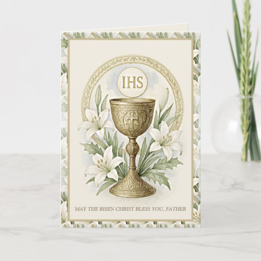 Cartes Pour Fêtes Annuelles Eucharistic Easter Lilies Catholic Priest (Devant)