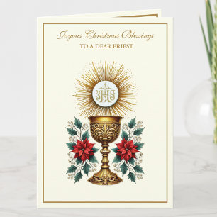 Cartes Pour Fêtes Annuelles Eucharistie catholique de Noël Poinsettia Floral