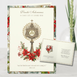 Cartes Pour Fêtes Annuelles Eucharistie de Noël catholique Poinsettia Floral
