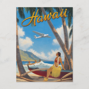 Cartes Pour Fêtes Annuelles Évasion Aloha de la fille hula hawaïenne vintage p
