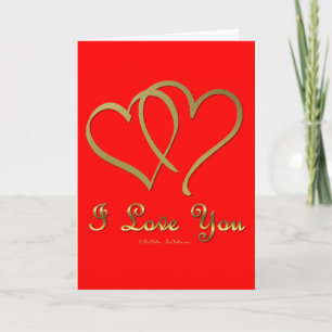 Cartes Pour Fêtes Annuelles Eventré Gold Hearts i Love You