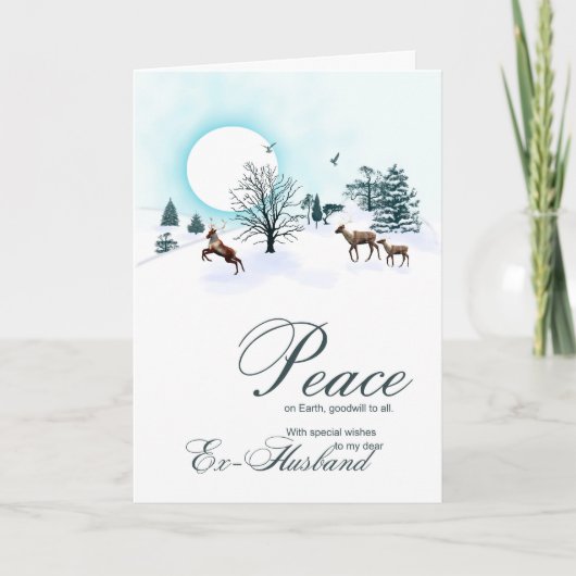Cartes Pour Fêtes Annuelles Ex-mari, Noël avec rennes (Devant)