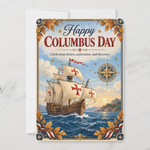 Cartes Pour Fêtes Annuelles Exploration et découverte de Columbus Day vintage