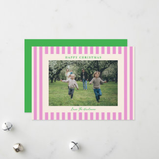 Cartes Pour Fêtes Annuelles Explosion de rayure rose une photo Noël Vacances