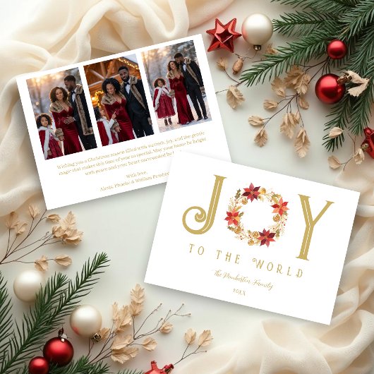Cartes Pour Fêtes Annuelles Exquisite Red Tones and Faux Gold Christmas Wreath