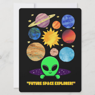 CARTES POUR FÊTES ANNUELLES EXTRA-TERRESTRE, UNIVERS, FUSÉE, PLANÈTE ET ASTRON
