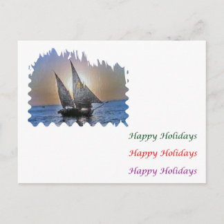 Cartes Pour Fêtes Annuelles Eye Popping Art - Sail Boat HappyHoliday
