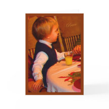 Ezra 3 ans de prières grâce à Noël—aquarelle assis