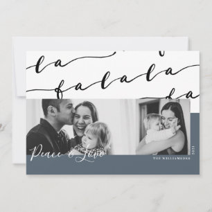 Cartes Pour Fêtes Annuelles FA LA Black & Blue Typographic Christmas Photo