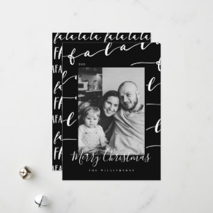 Cartes Pour Fêtes Annuelles FA LA Black & White Typographie de Noël