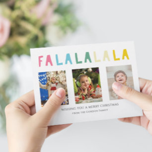 Cartes Pour Fêtes Annuelles Fa La Christmas 3 Photo Collage Colorful Cute