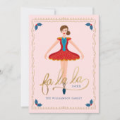Cartes Pour Fêtes Annuelles Fa La La Christmas Nutcracker Ballet Dancer Pink (Devant)