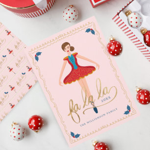 Cartes Pour Fêtes Annuelles Fa La La Christmas Nutcracker Ballet Dancer Pink