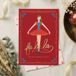 Cartes Pour Fêtes Annuelles Fa La La Christmas Nutcracker Ballet Dancer Rouge