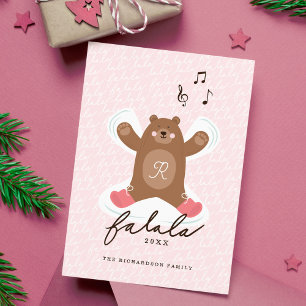 Cartes Pour Fêtes Annuelles Fa La La Fun Cute Woodland Ours Brown Ange de Neig