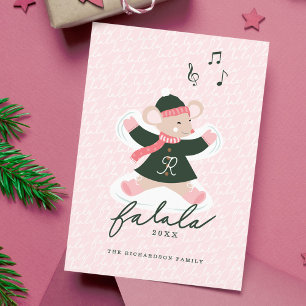 Cartes Pour Fêtes Annuelles Fa La La Fun Cute Woodland Winter Mouse Snow Angel
