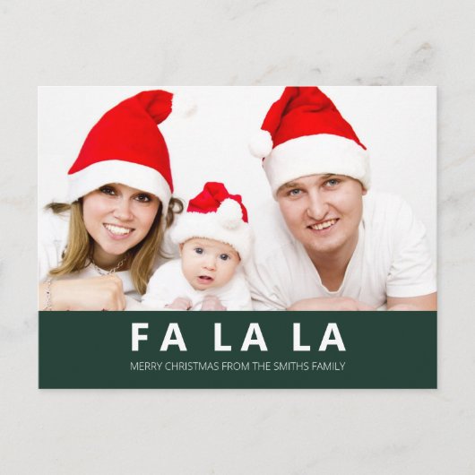 Cartes Pour Fêtes Annuelles Fa La La Green Photo de Noël moderne (Devant)