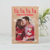 Cartes Pour Fêtes Annuelles fa la la, joyeux noël arche photo kraft (Debout devant)