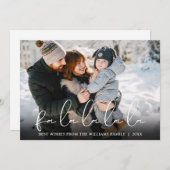 Cartes Pour Fêtes Annuelles Fa La La La La Script Photo Noël (Devant / Derrière)