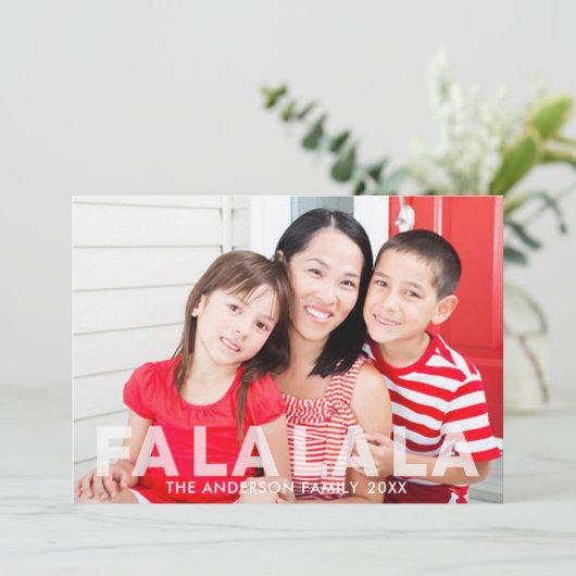 Cartes Pour Fêtes Annuelles Fa La La La Modern Translucide Superposition Photo (Debout devant)