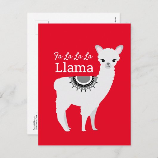 Cartes Pour Fêtes Annuelles Fa la la Llama Funny Red Funny (Devant / Derrière)